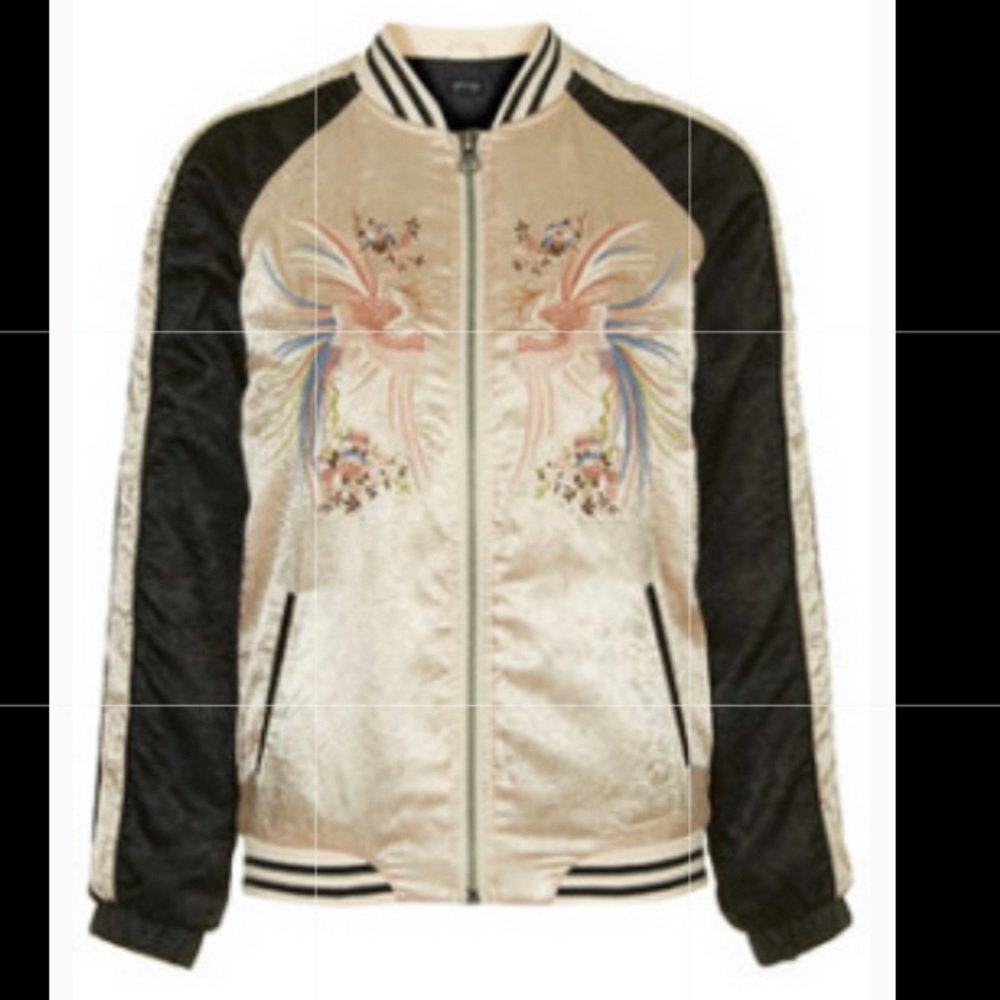 Embroidered Phoenix silk bomber jacket